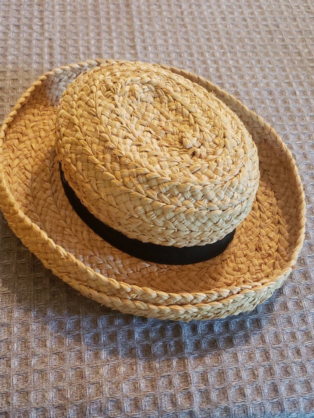 Braided Straw Sun Hat with Black Band Calypso Bermuda Made In Italy